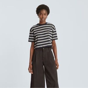 Everlane The Organic Cotton Cropped Tee, Navy/Tan